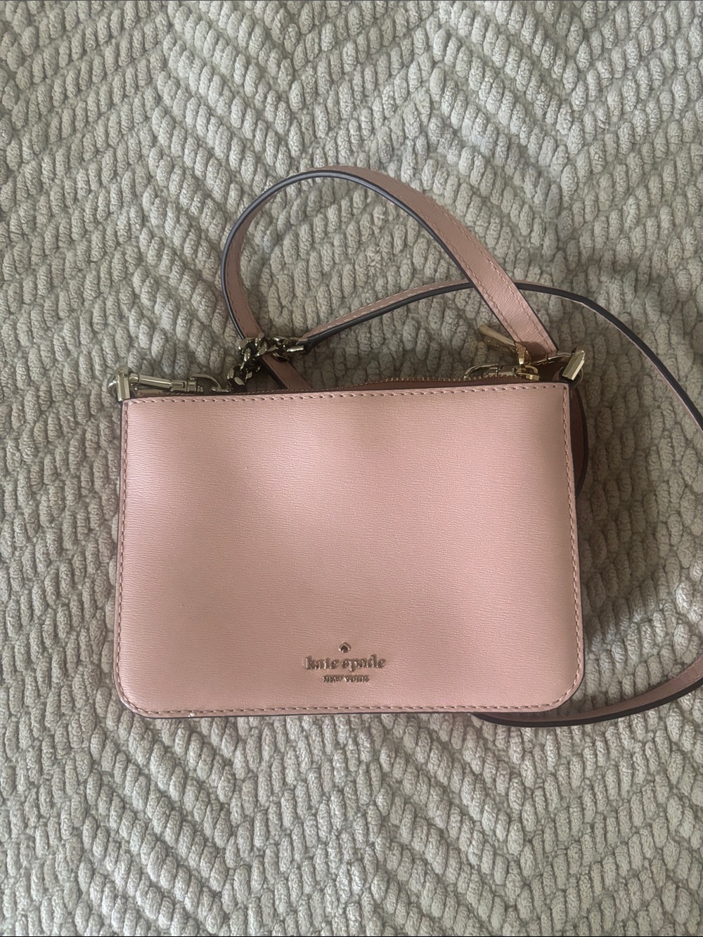kate spade Blush Pink Leather Wristlet Clutch with Chain